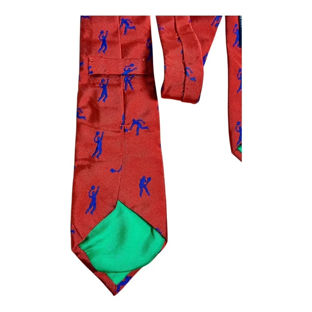 Vintage Polo‎ Ralph Lauren Men's 100% Silk Basketball All Over Print Tie Orange